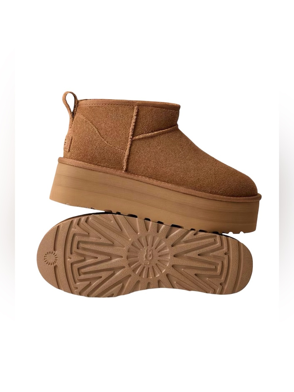 UGG Classic Ultra Mini Platform Boots Chestnut Suede Shearling Booties size 7